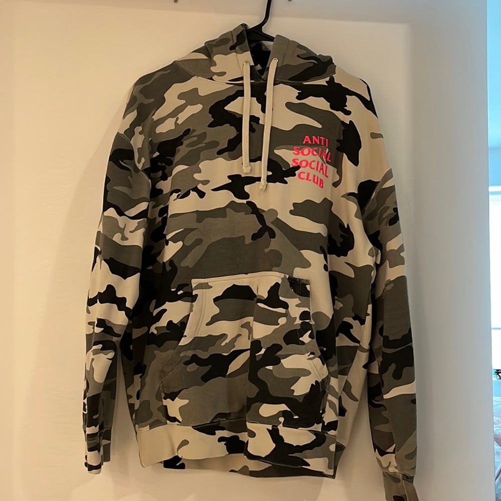 Anti social social club frozen camo pink hoodie